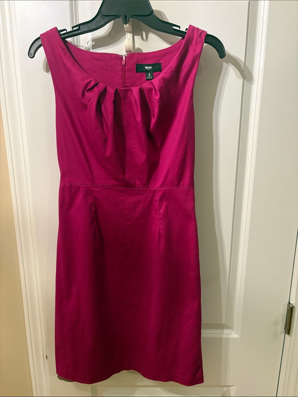 Messino Magenta Pleated Neck Sheath Dress